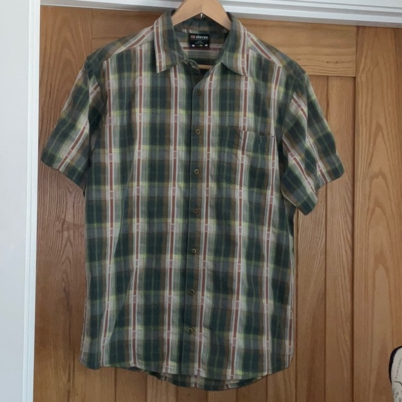 Sherpa Adventure Gear Men’s SETI casual plaid button up, short sleeve shirt. L - Picture 6 of 13